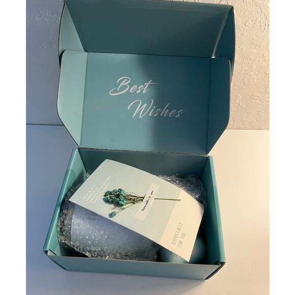 Best Wishes Gift Box with wine glass, candle, soap bath bomb and card - Picture 12 of 16